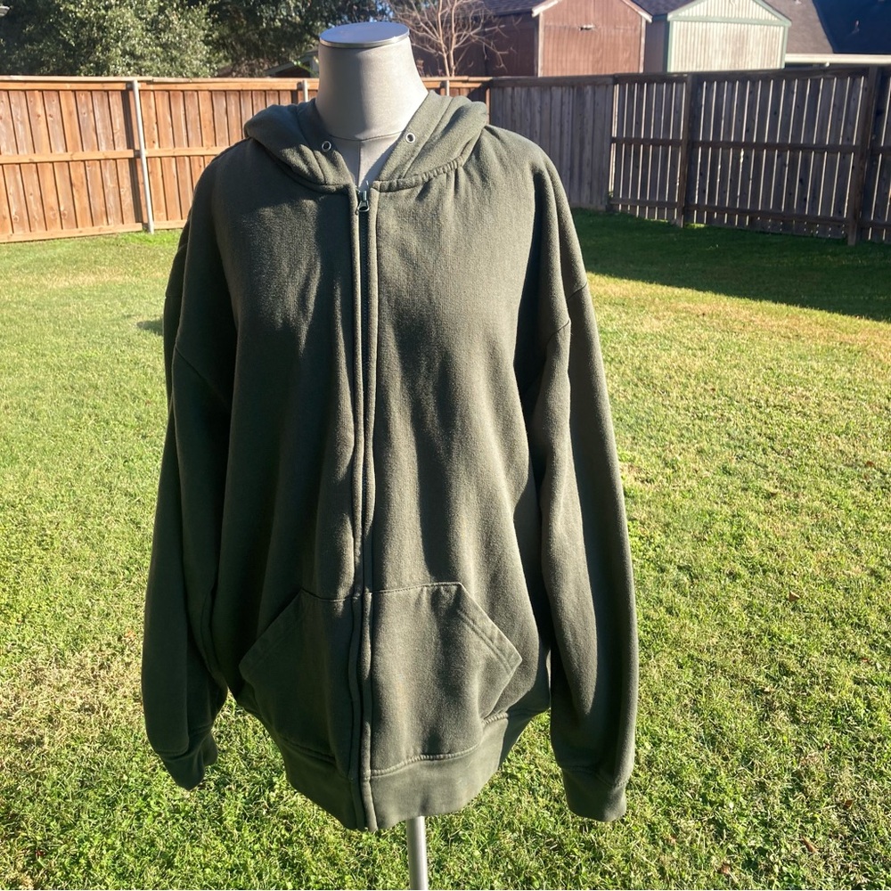 West loop mens olive green zip up lined hooded sweatshirt jacket in XXL Preowned